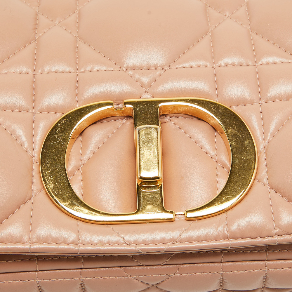 DIOR Beige Quilted Leather Medium Caro Shoulder Bag - Picture 8 of 8